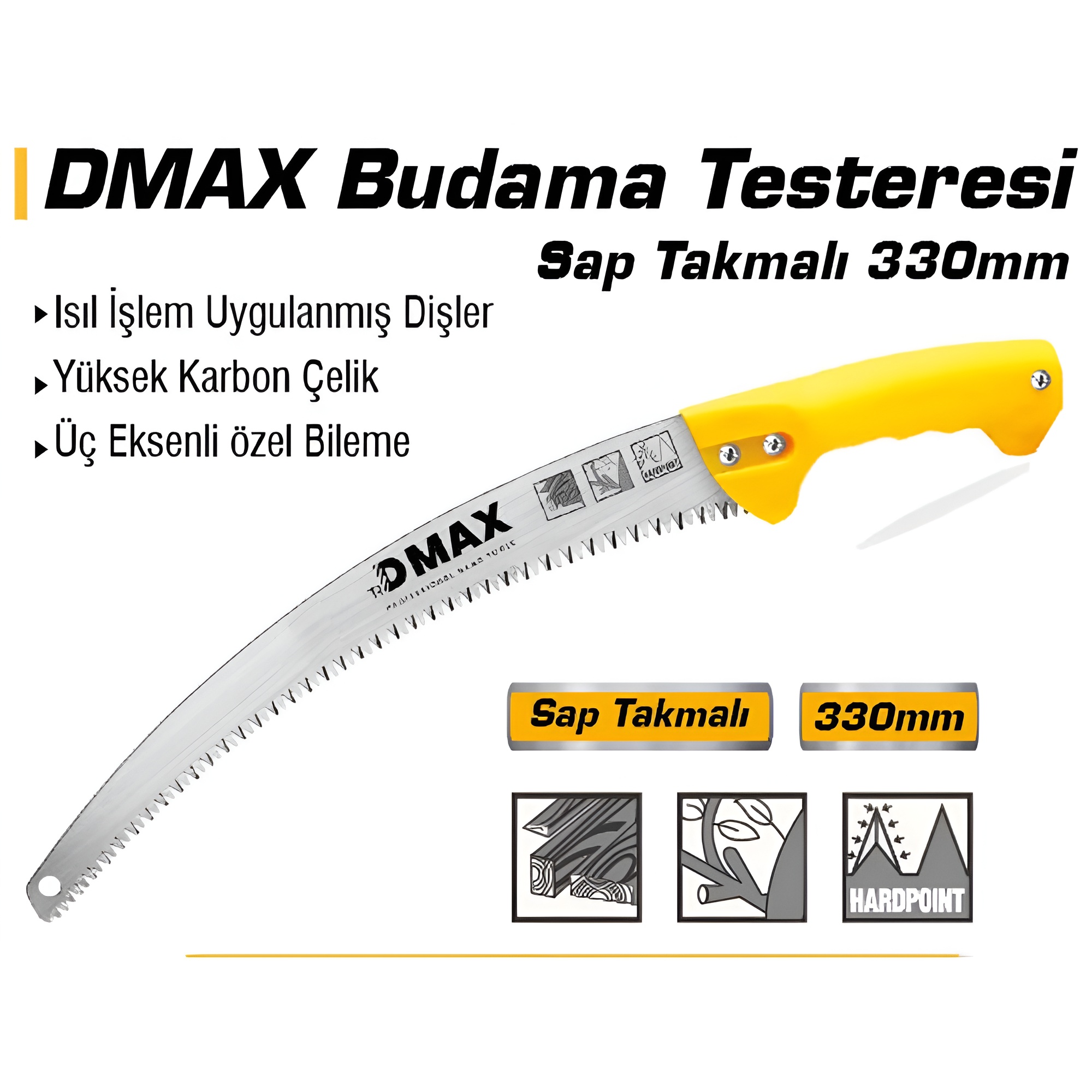 dmax-1-2.jpg DMAX Budama Testeresi 300 mm Kılıflı Eğri Bağ Dal El Testeresi - Görsel 1