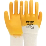 BEYBİ KN250 Sarı Nitril Eldiven No:10 – Pamuk Astarlı | Yerli Üretim