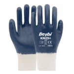 Beybi KN25+ (Plus) Lacivert Nitril Eldiven No:10 | Pamuk Astarlı | Tam Kaplama Yağa Dayanıklı İş Eldiveni