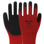 Beybi PL-8 Nitril Eldiven Kırmızı-Siyah No:10 | Crinkle Lateks Kaplı, Kaydırmaz, Dayanıklı İş Eldiveni