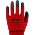 BEYBİ PN3 Zebra Polyester Örme Nitril Eldiven Kırmızı-Siyah No:10 - Görsel 2